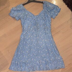 Hollister Blue Floral Puff Sleeve Dress